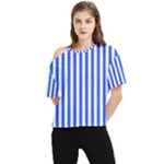 Blue Stripes, Sticker, Stickers One Shoulder Cut Out T-Shirt