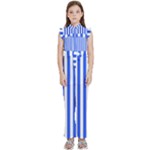 Blue Stripes, Sticker, Stickers Kids  Sleeveless Ruffle Edge Band Collar Chiffon One Piece