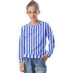 Blue Stripes, Sticker, Stickers Kids  Long Sleeve T-Shirt with Frill 