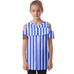 Blue Stripes, Sticker, Stickers Fold Over Open Sleeve Top