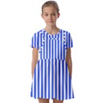 Blue Stripes, Sticker, Stickers Kids  Short Sleeve Pinafore Style Dress