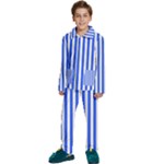 Blue Stripes, Sticker, Stickers Kids  Long Sleeve Velvet Pajamas Set