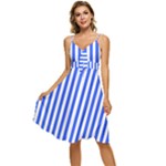 Blue Stripes, Sticker, Stickers Sleeveless Tie Front Chiffon Dress