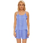 Blue Stripes, Sticker, Stickers Satin Pajama Short Set