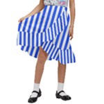 Blue Stripes, Sticker, Stickers Kids  Ruffle Flared Wrap Midi Skirt