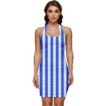 Blue Stripes, Sticker, Stickers Sleeveless Wide Square Neckline Ruched Bodycon Dress