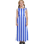 Blue Stripes, Sticker, Stickers Kids  Satin Sleeveless Maxi Dress