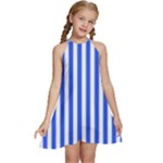 Blue Stripes, Sticker, Stickers Kids  Halter Collar Waist Tie Chiffon Dress