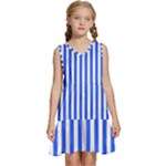 Blue Stripes, Sticker, Stickers Kids  Sleeveless Tiered Mini Dress