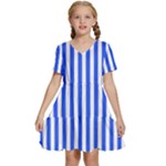 Blue Stripes, Sticker, Stickers Kids  Short Sleeve Tiered Mini Dress