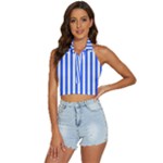 Blue Stripes, Sticker, Stickers Backless Halter Cami Shirt