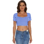 Blue Stripes, Sticker, Stickers Short Sleeve Square Neckline Crop Top 