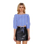 Blue Stripes, Sticker, Stickers Mid Sleeve Drawstring Hem Top