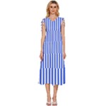 Blue Stripes, Sticker, Stickers V-Neck Drawstring Shoulder Sleeveless Maxi Dress