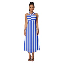 Sleeveless Cross Front Cocktail Midi Chiffon Dress 