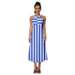 Blue Stripes, Sticker, Stickers Sleeveless Cross Front Cocktail Midi Chiffon Dress