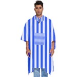 Blue Stripes, Sticker, Stickers Men s Hooded Rain Ponchos