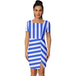 Blue Stripes, Sticker, Stickers Fitted Knot Split End Bodycon Dress