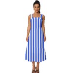 Blue Stripes, Sticker, Stickers Square Neckline Tiered Midi Dress