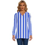 Blue Stripes, Sticker, Stickers Long Sleeve Drawstring Hooded Top