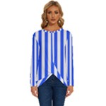 Blue Stripes, Sticker, Stickers Long Sleeve Crew Neck Pullover Top