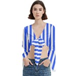 Blue Stripes, Sticker, Stickers Trumpet Sleeve Cropped Top