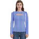 Blue Stripes, Sticker, Stickers Women s Cut Out Long Sleeve T-Shirt