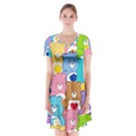 Care Bears, Adorable, Art Short Sleeve V-neck Flare Dress