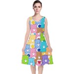 Care Bears, Adorable, Art V-Neck Midi Sleeveless Dress 