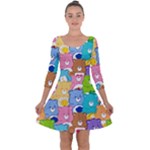 Care Bears, Adorable, Art Quarter Sleeve Skater Dress