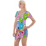 Care Bears, Adorable, Art Short Sleeve Asymmetric Mini Dress