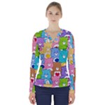 Care Bears, Adorable, Art V-Neck Long Sleeve Top