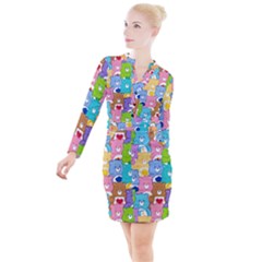 Button Long Sleeve Dress 