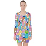 Care Bears, Adorable, Art V-neck Bodycon Long Sleeve Dress