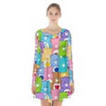 Care Bears, Adorable, Art Long Sleeve Velvet V-neck Dress