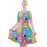 Care Bears, Adorable, Art Quarter Sleeve A-Line Dress