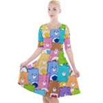 Care Bears, Adorable, Art Quarter Sleeve A-Line Dress With Pockets