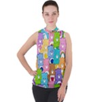 Care Bears, Adorable, Art Mock Neck Chiffon Sleeveless Top