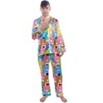 Care Bears, Adorable, Art Men s Long Sleeve Satin Pajamas Set