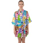 Care Bears, Adorable, Art Half Sleeve Satin Kimono 