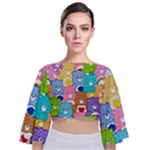 Care Bears, Adorable, Art Tie Back Butterfly Sleeve Chiffon Top