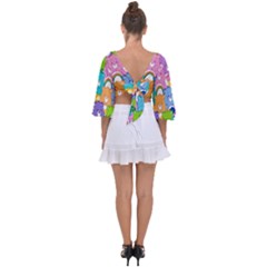 Tie Back Butterfly Sleeve Chiffon Top 