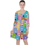 Care Bears, Adorable, Art Quarter Sleeve Ruffle Waist Dress