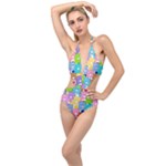 Care Bears, Adorable, Art Plunging Cut Out Swimsuit