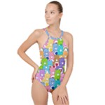 Care Bears, Adorable, Art High Neck One Piece Swimsuit