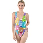 Care Bears, Adorable, Art High Leg Strappy Swimsuit