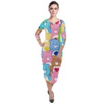 Care Bears, Adorable, Art Quarter Sleeve Midi Velour Bodycon Dress