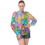 Care Bears, Adorable, Art High Neck Long Sleeve Chiffon Top