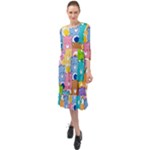 Care Bears, Adorable, Art Ruffle End Midi Chiffon Dress