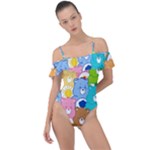 Care Bears, Adorable, Art Frill Detail One Piece Swimsuit